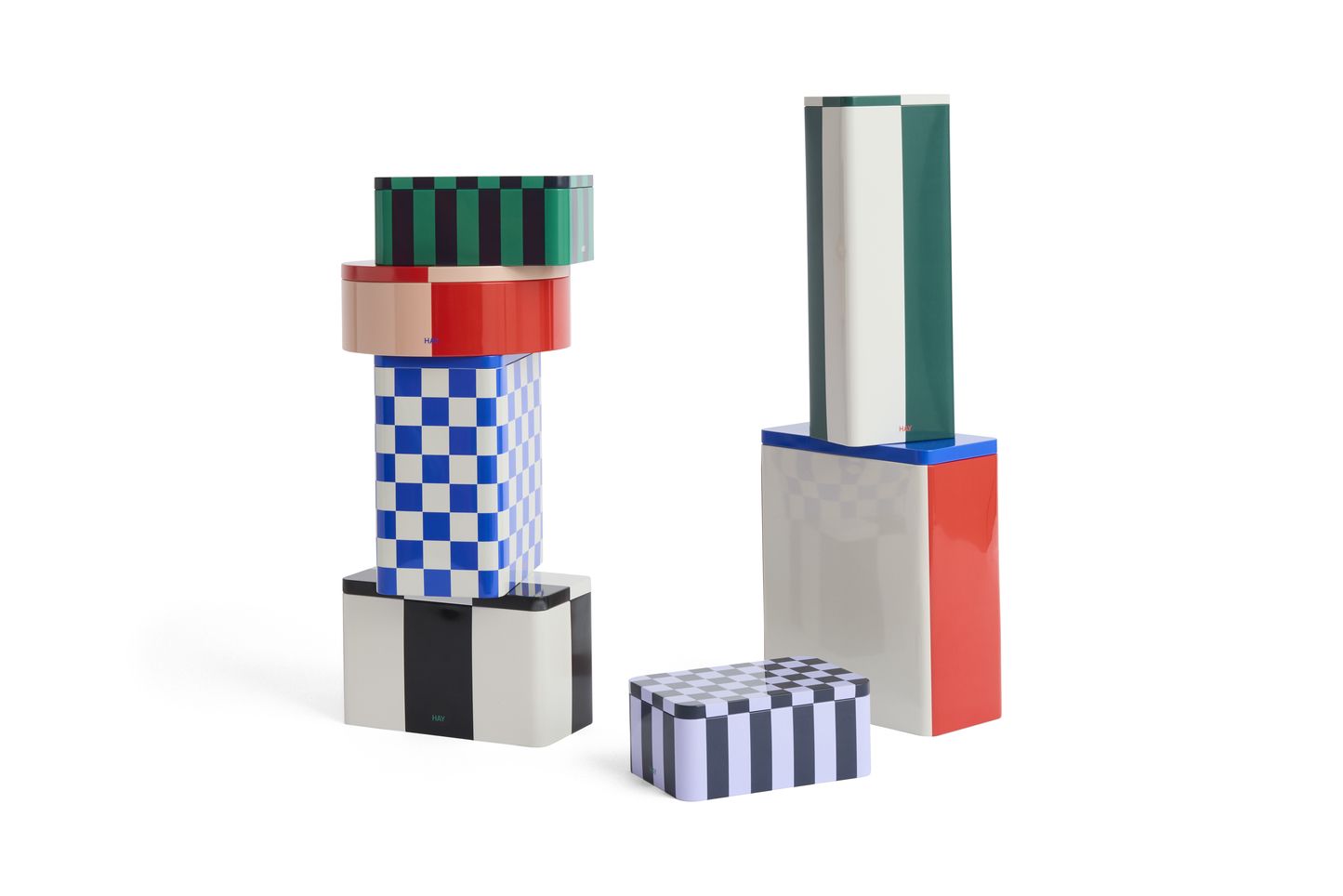 Tin Container Small Green and Off-White Storage Box Hay