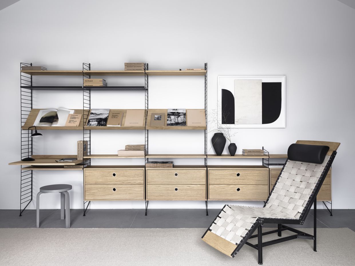 Single Piece Floor Ladder H 85 cm String Furniture 