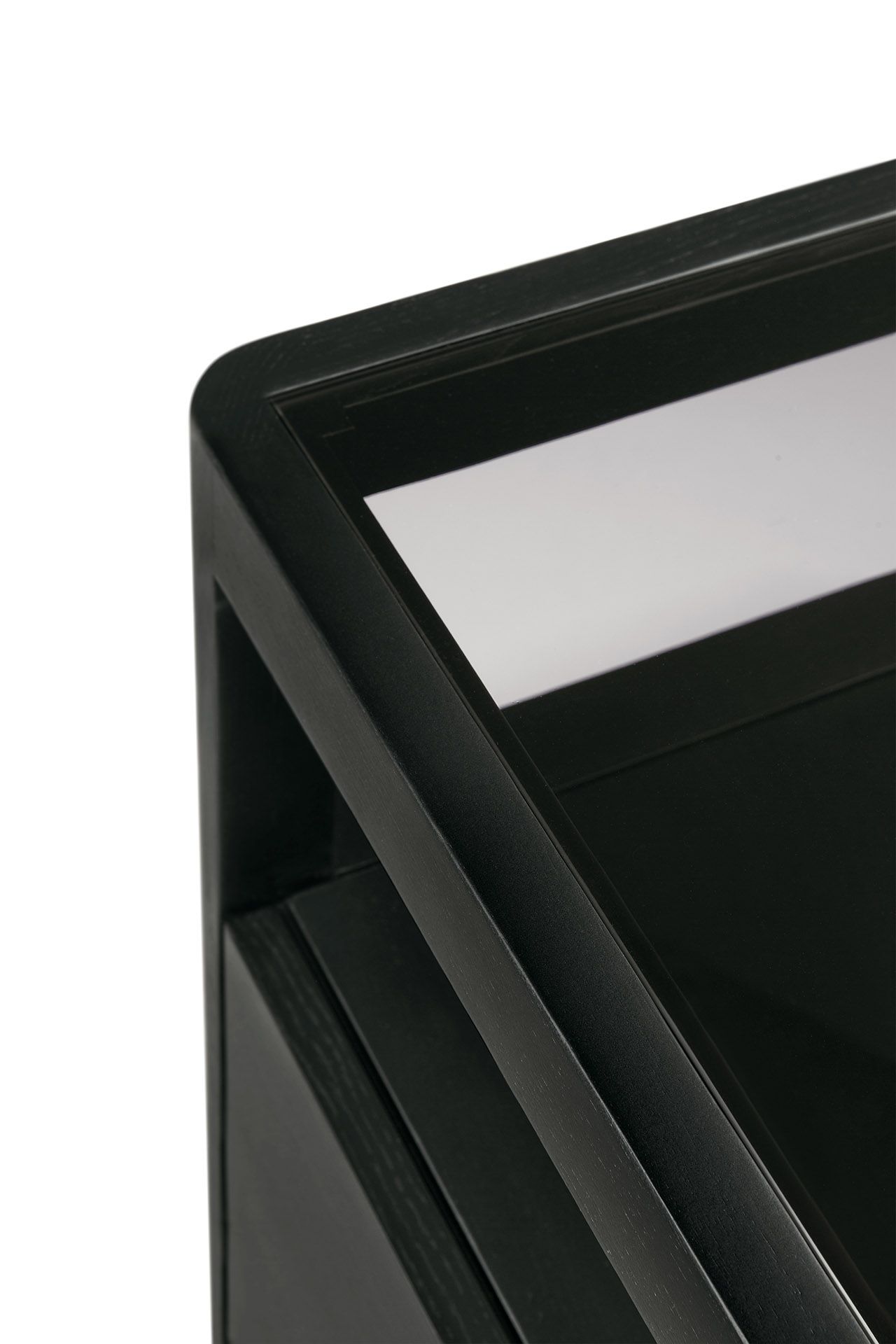Spindle chest of drawers with drawers black lacquered oak Ethnicraft