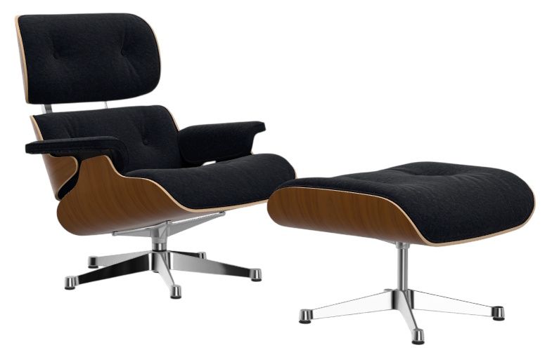 Eames Lounge Chair & Ottoman Armchair WALNUT / NUBIA ANTHRACITE/BLACK Vitra SINGLE PIECES