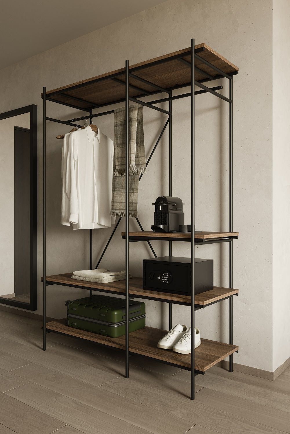 Oscar Hanging shelf with clothes rail Ethnicraft 