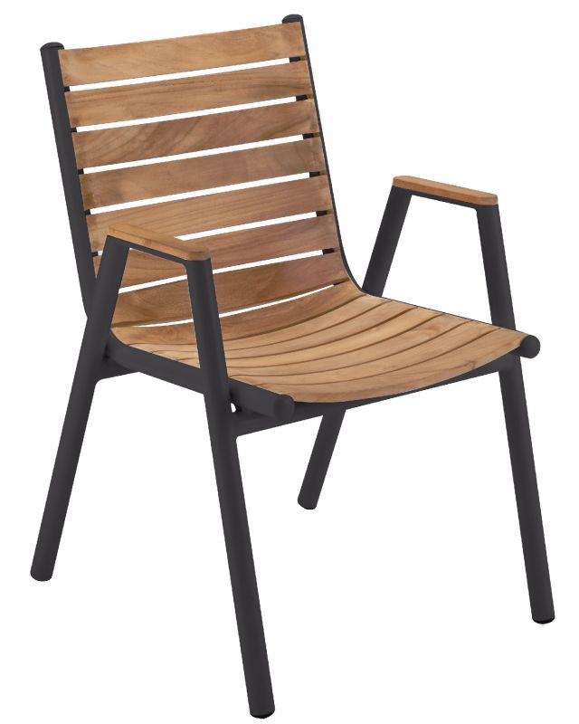 Pilotis armchair with armrests teak outdoor Fermob