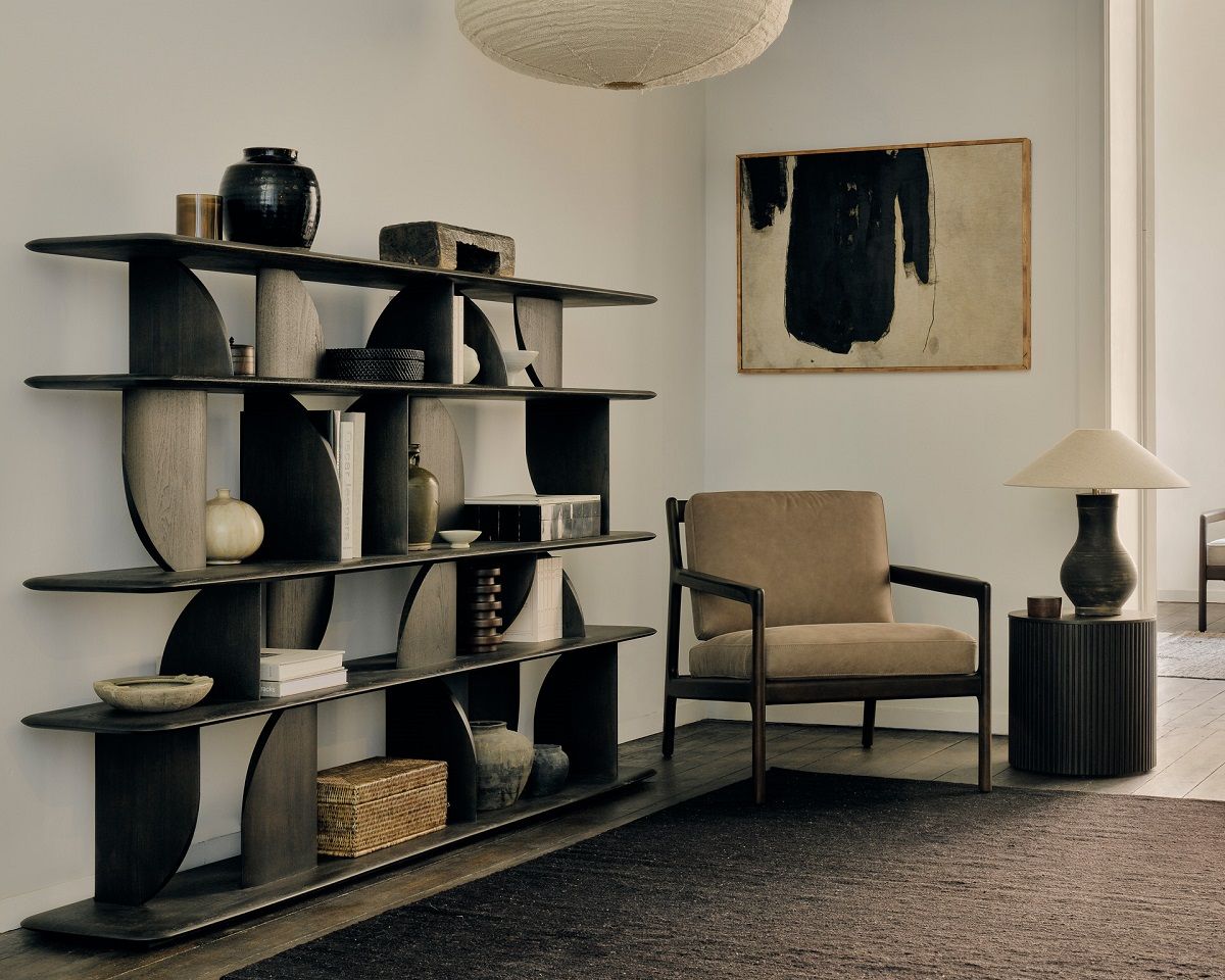 Geometric Shelf Teak lacquered Ethnicraft
