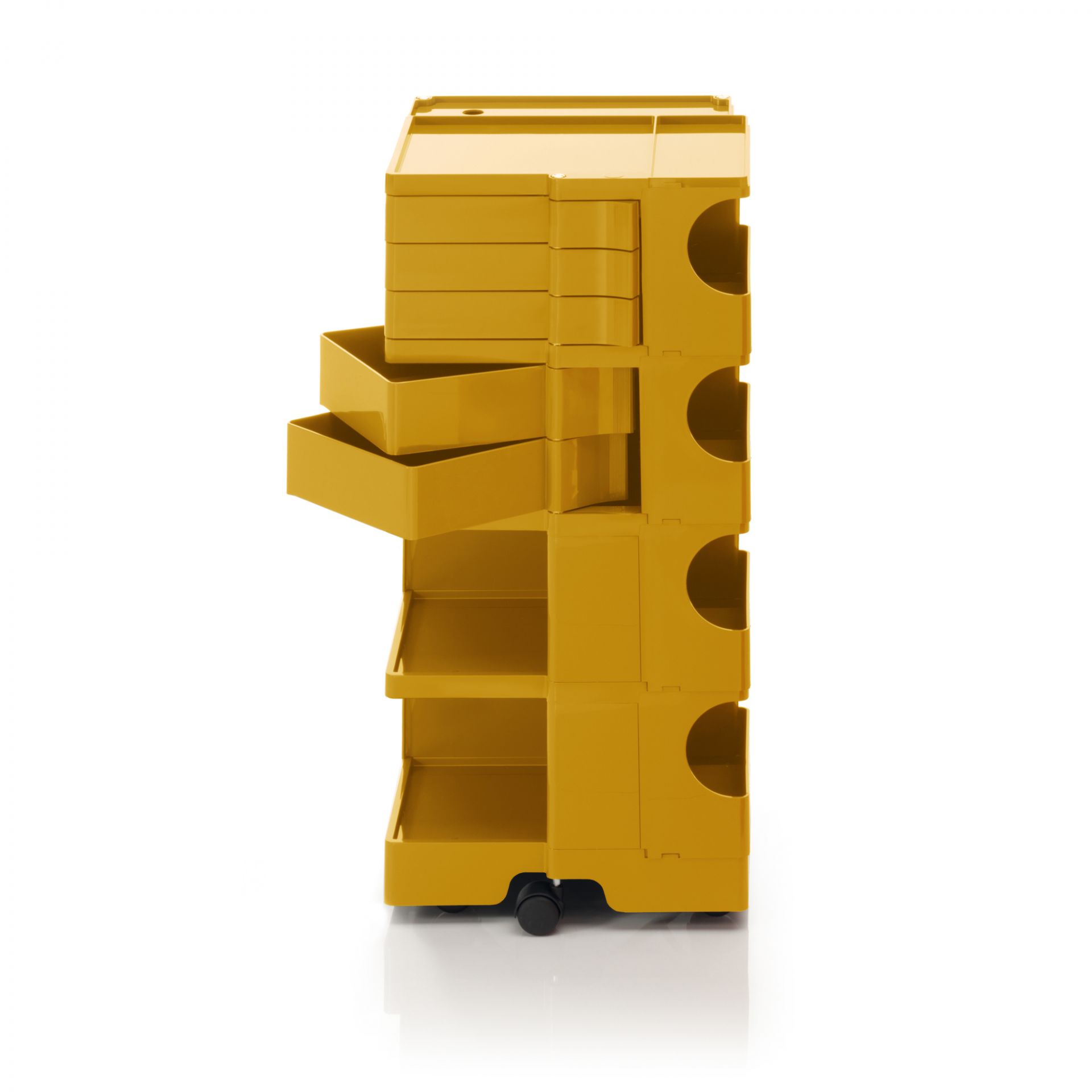Boby B45 Roll Containers Red B-Line Gelber Boby Rollcontainer mit Schubladen und Fächern, flexibel und mobil für Büro und Zuhause.