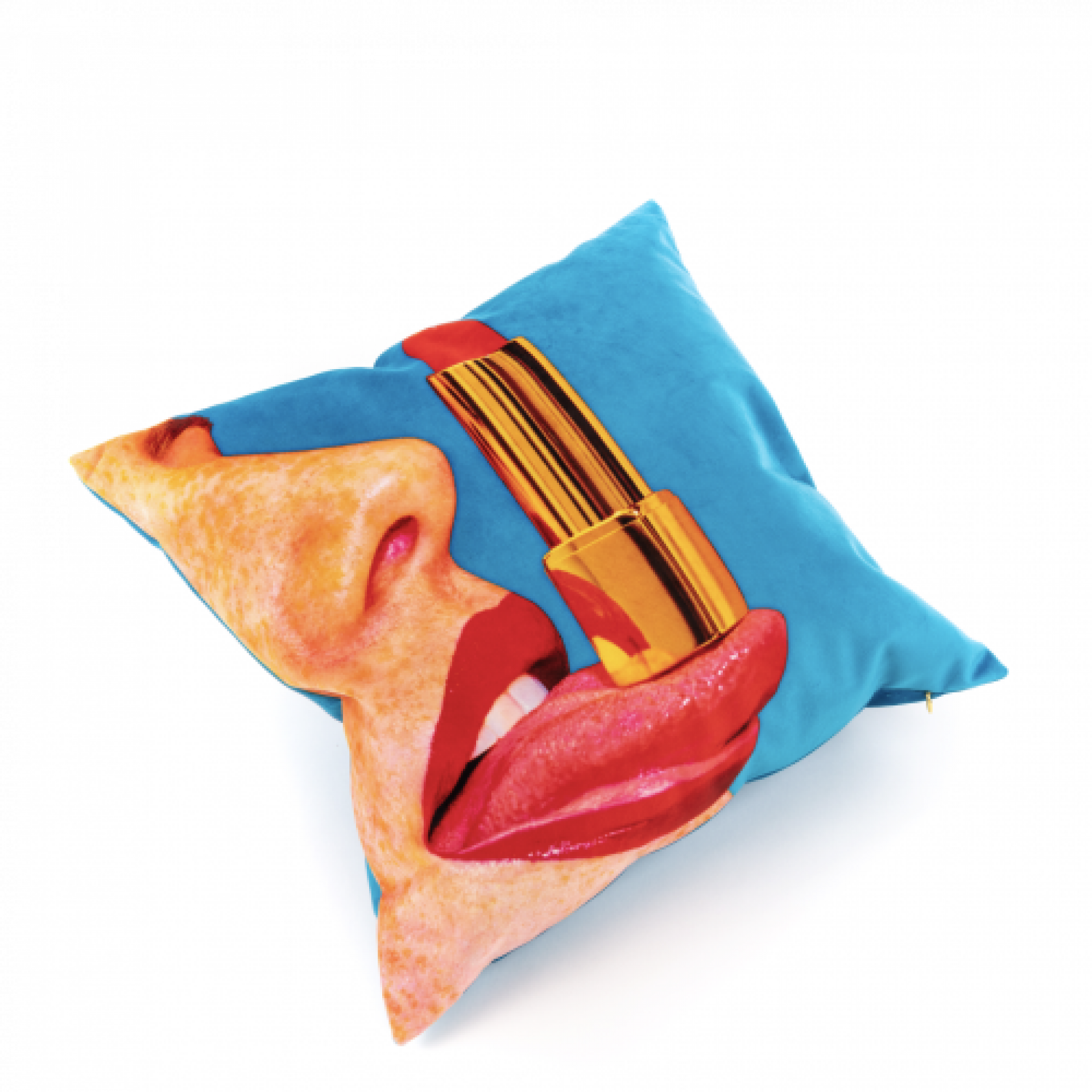 Toiletpaper Cushion Tongue blue Seletti