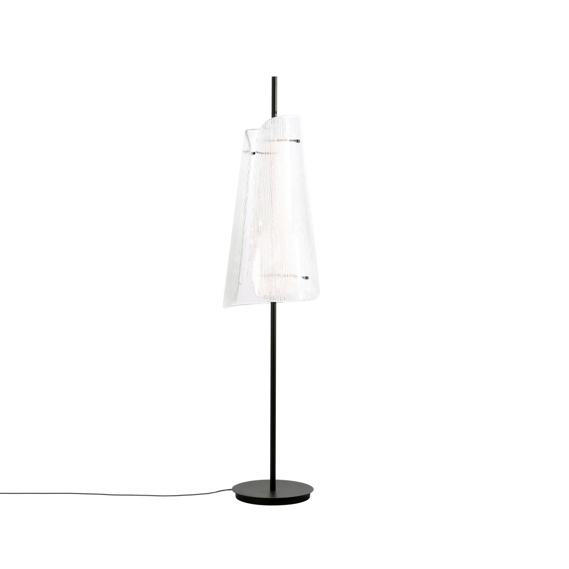 Bent Two Floor lamp Transparent/ black with fixed LED 1600lm Pulpo
