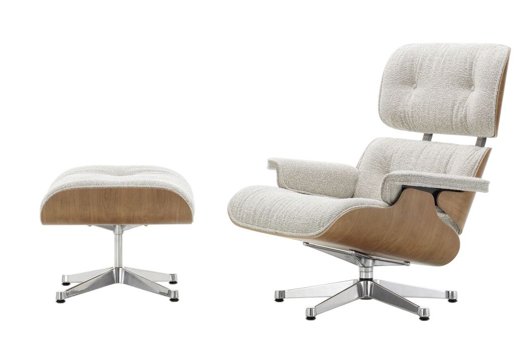 Eames Lounge Chair & Ottoman armchair PREFERRED COMBINATION Nubia, cream sand, polished, cherry wood