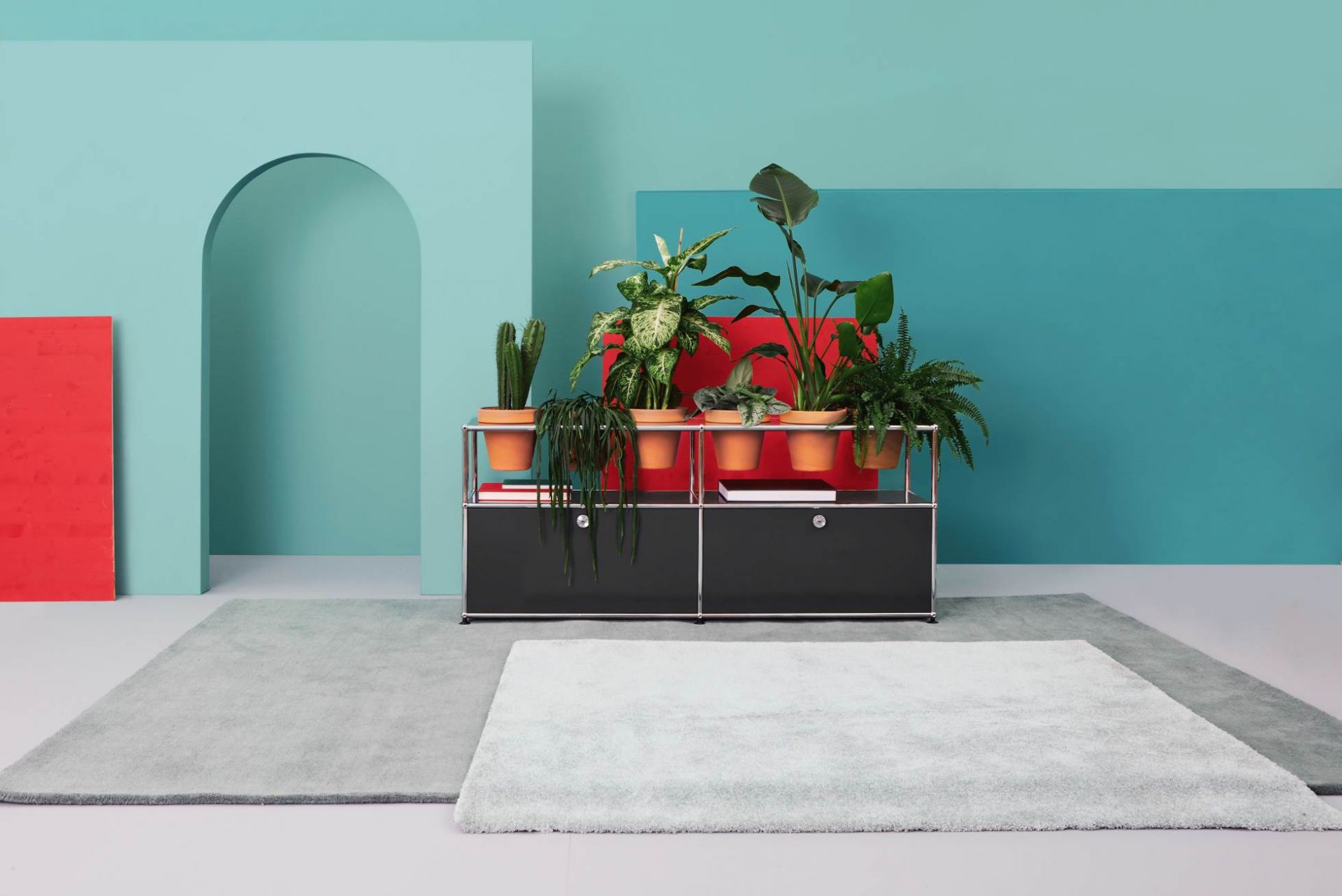 Plant worlds Sideboard Configuration 2 USM Haller Steel blue