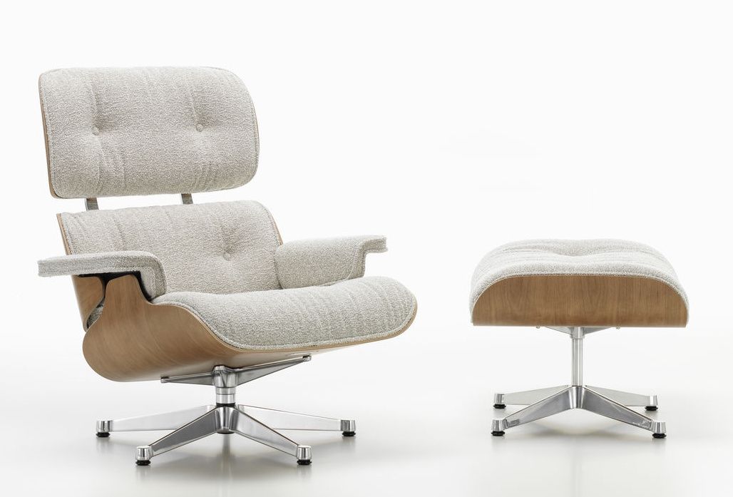Eames Lounge Chair & Ottoman armchair PREFERRED COMBINATION Nubia, cream sand, polished, cherry wood