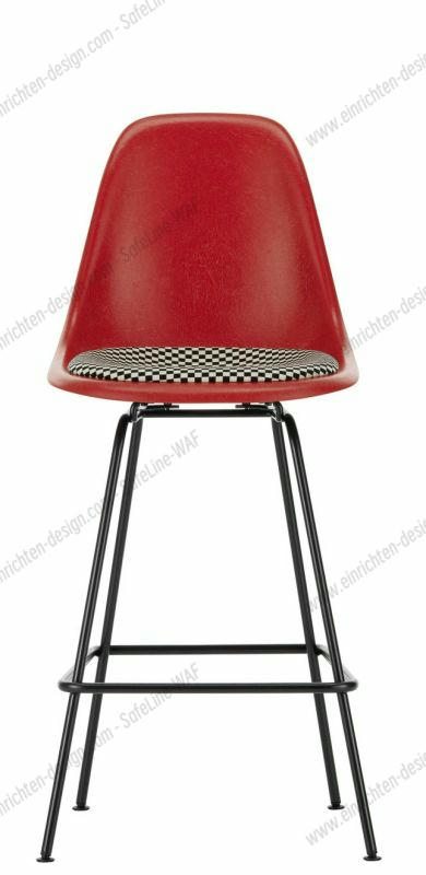 Eames Fibreglass Bar Stool Medium Bar stool with seat cushion Vitra