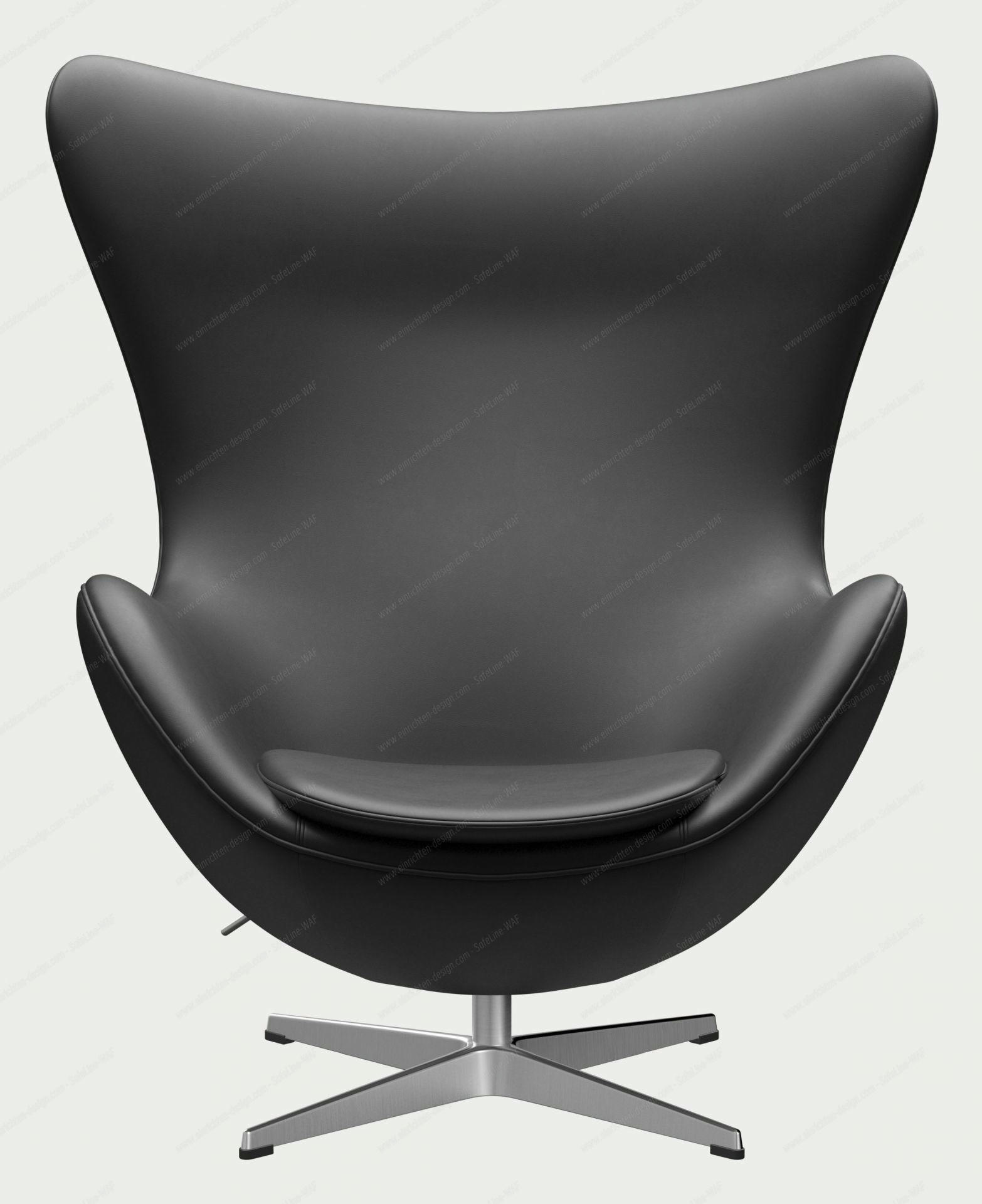 Egg Chair with Stool Action Model Essential Leather Black Fritz Hansen