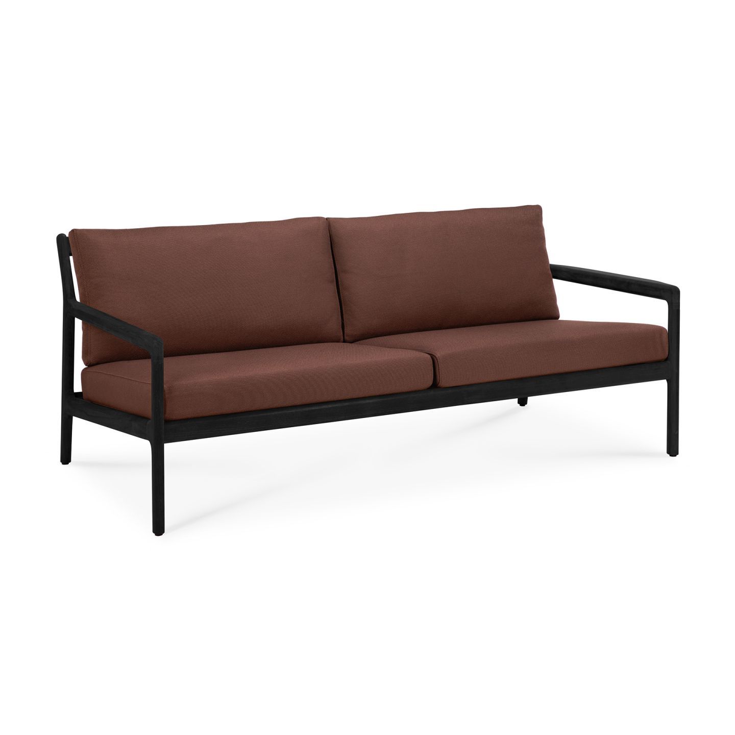 Jack Outdoor 2-seater sofa, teak, black lacquered, Burgundy Ethnicraft
