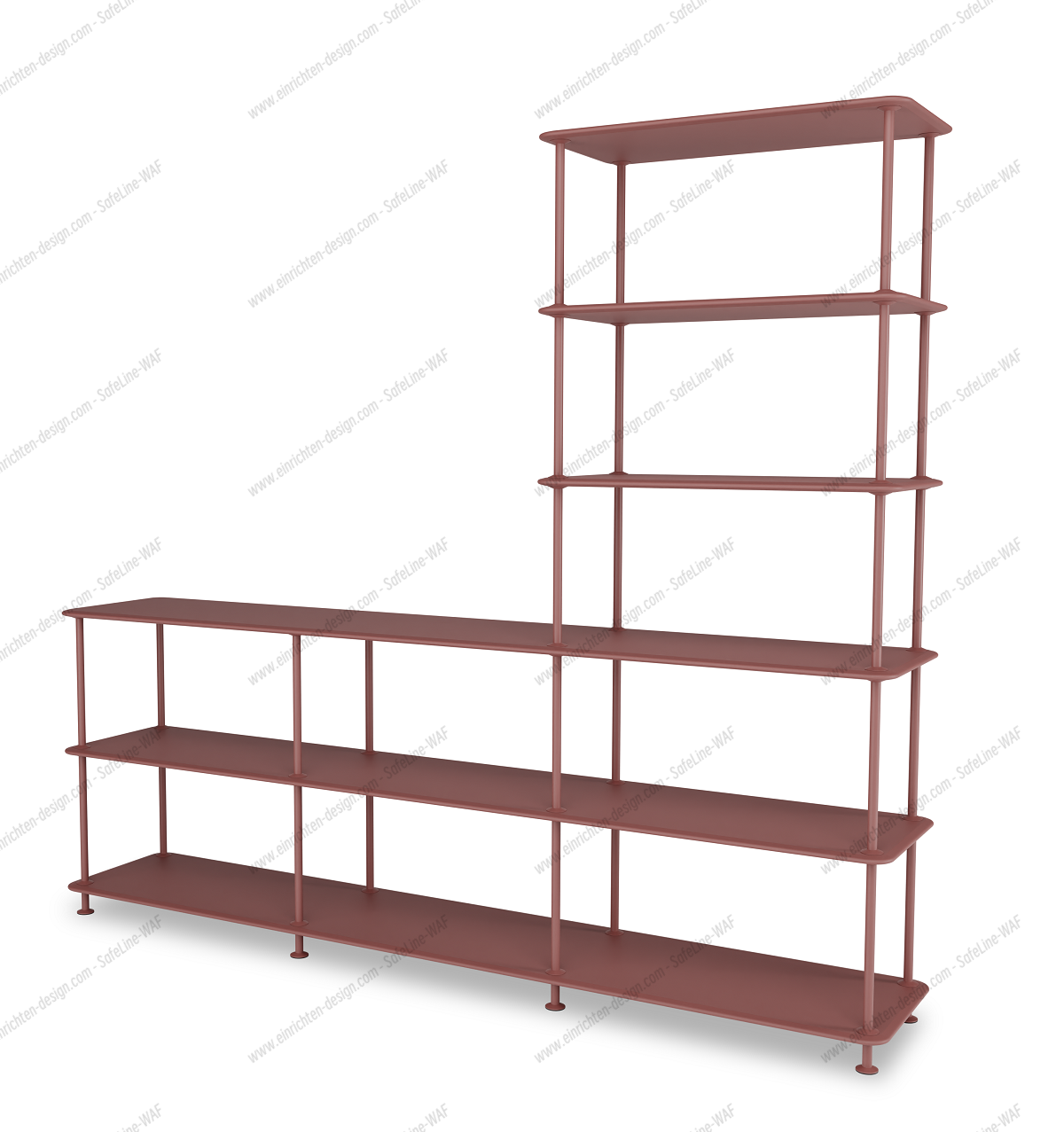 Montana Free Regal in Rostrot: Freistehendes, modulares Regalsystem für Wohnzimmer und Büro.
