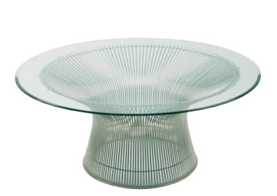 Platner coffee table crystal glass / polished nickel Knoll International - QUICK SHIP