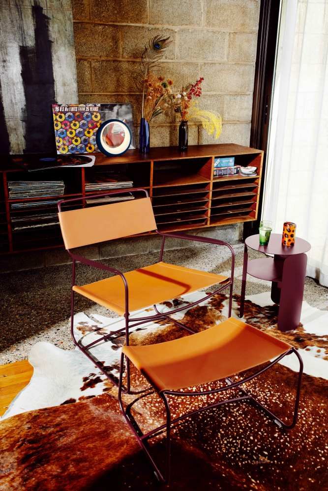 Surprising deep leather outdoor armchair Fermob