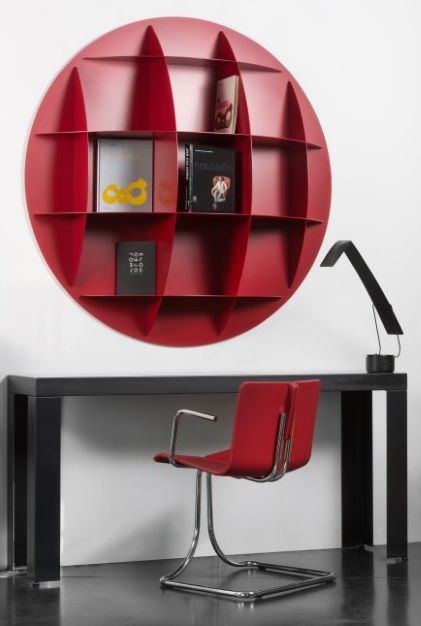 Continental AL spherical bookcase Industrie Carnovali Red