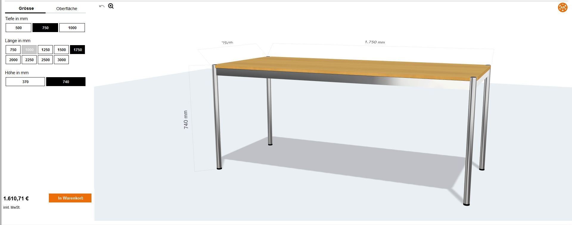 USM Haller Table Configurator