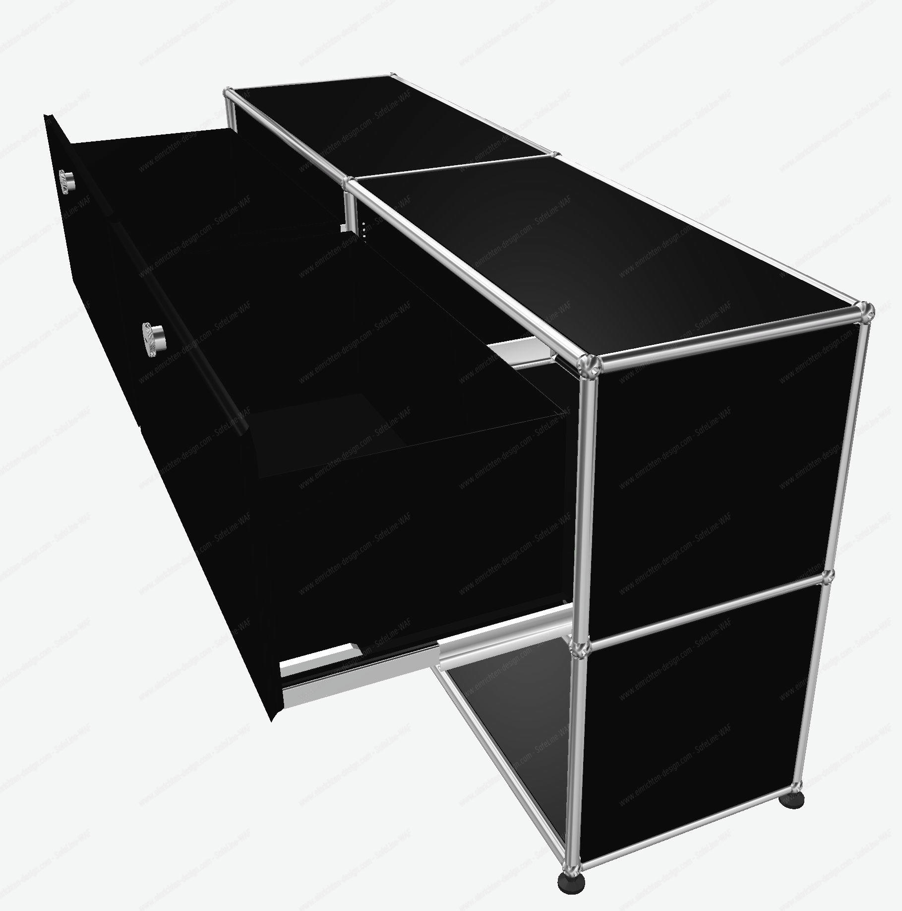 USM Haller Sideboard with 2 Drawers / 2 Open Graphite black FAST DELIVERY