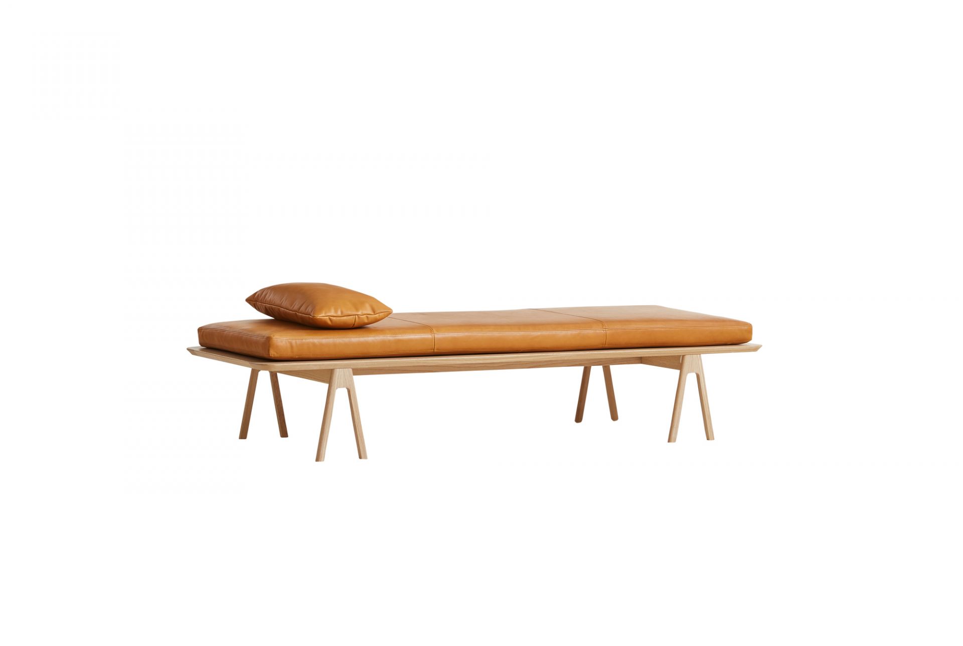 Level Daybed Pillow Sofa Cushions Cognac Leather Woud