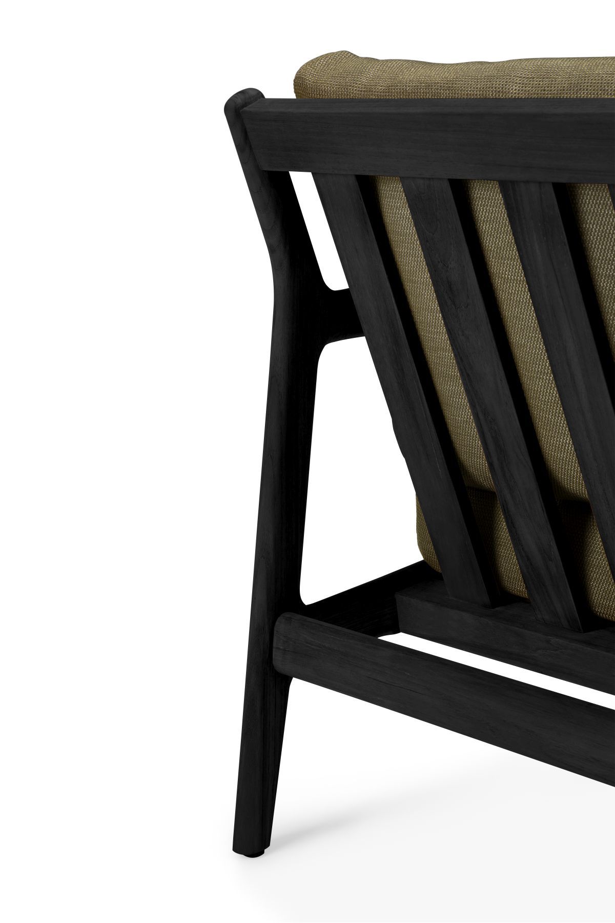 Jack Outdoor Lounge Chair, Teak, Black Lacquered, Green Fabric, Ethnicraft