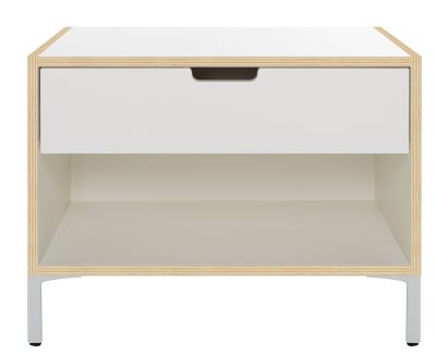 Modular bedside cabinet KORPUS WHITE, BIRCH PANEL, FRON WHITE PAINTED ON FEET Müller Möbelwerkstätten SINGLE PIECES