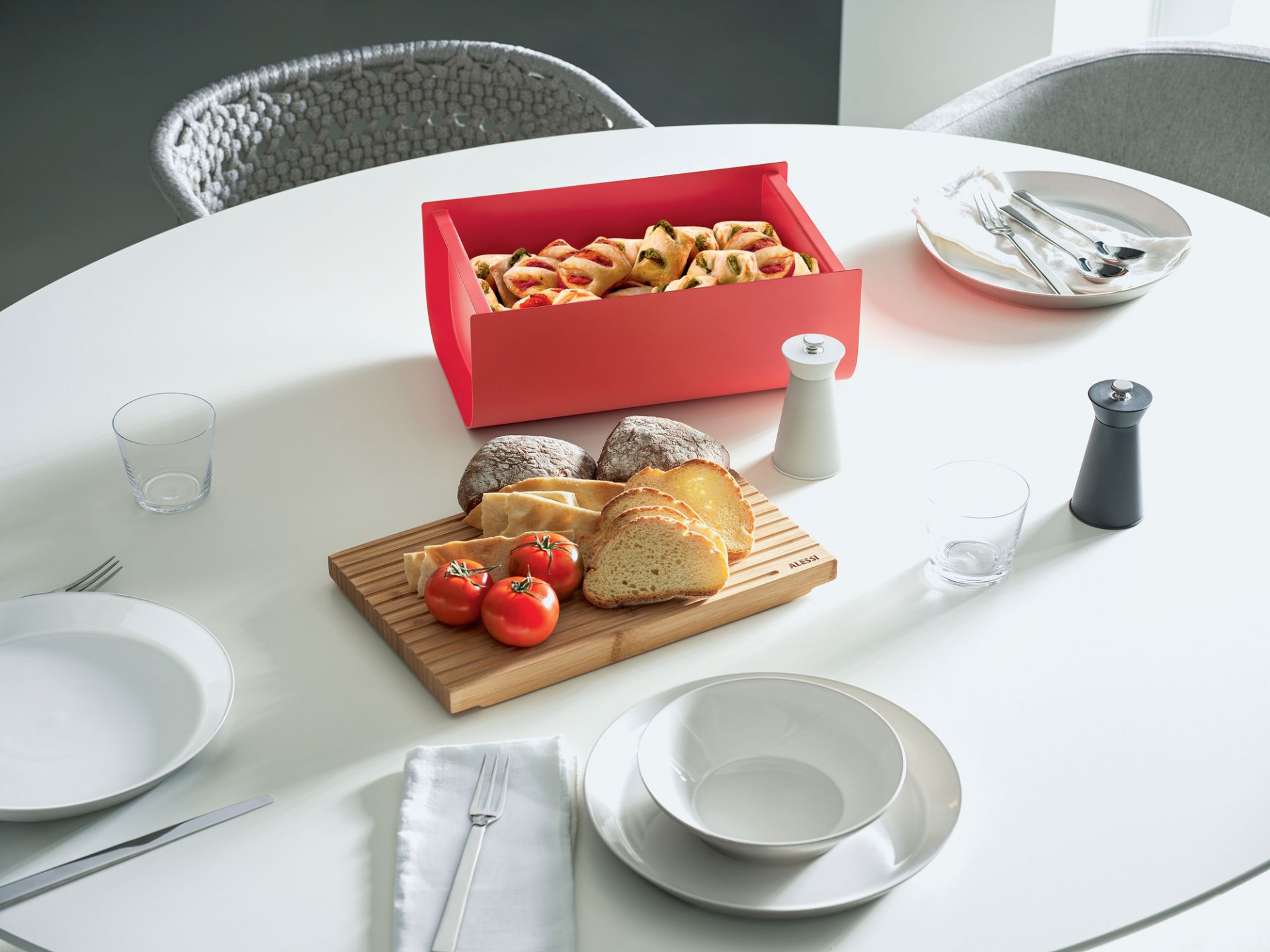 Mattina Steel Bread Bin Red Alessi SINGLE PIECES