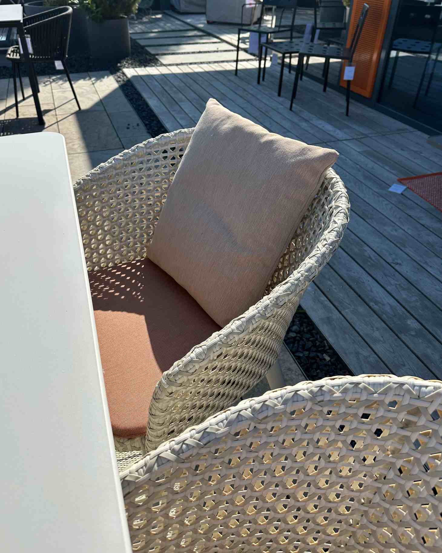 Bellmonde Table and Mbrace Armchair Combination Outdoor Dedon EXHIBITION PIECE