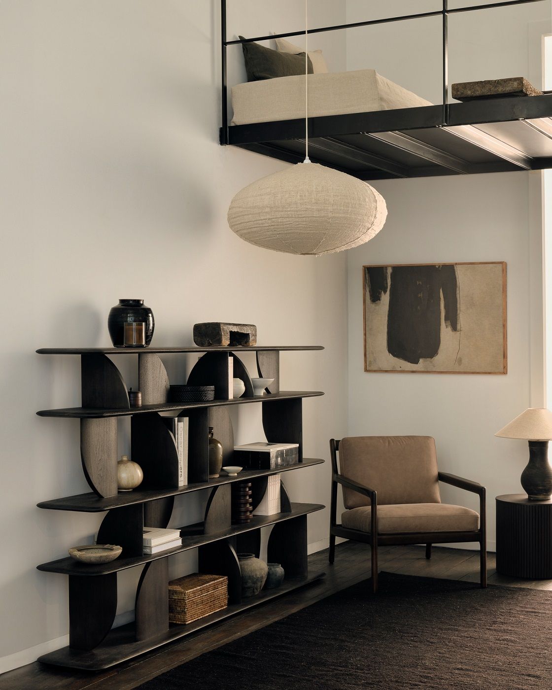 Geometric Shelf Teak lacquered Ethnicraft