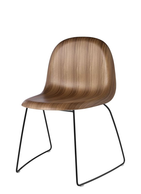 3D stackable dining chair wood - Sledge base Gubi