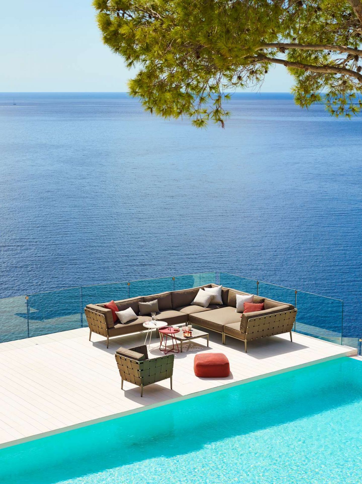 Conic Outdoor 2-Seater Modular Sofa left grey Cane-Line