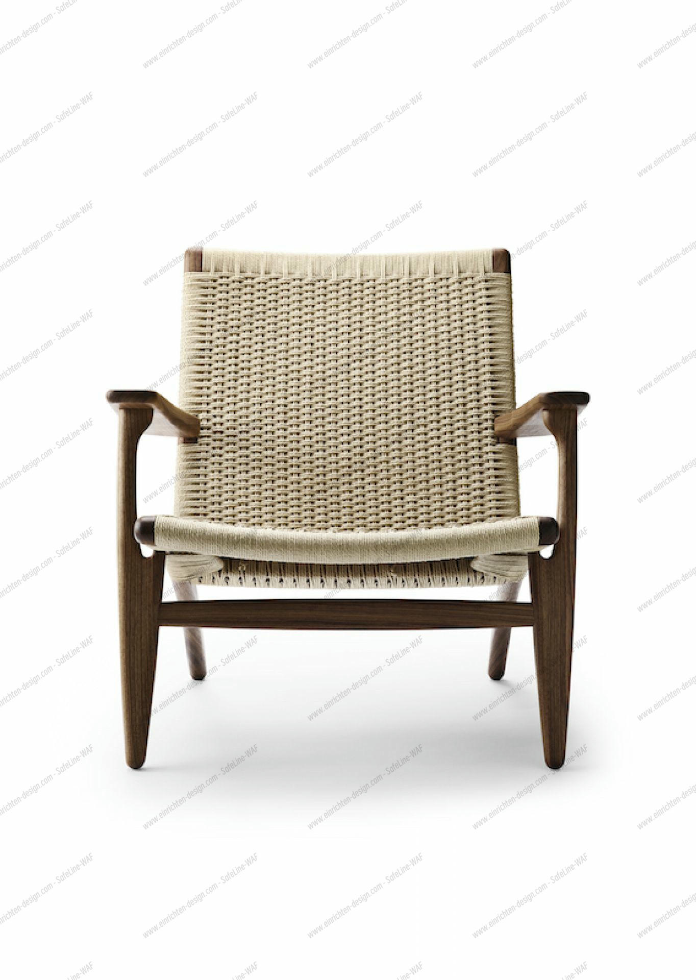 CH25 Lounge Sessel aus Walnussholz mit geölter Oberfläche und handgeflochtener Papierkordel von Carl Hansen & Søn.