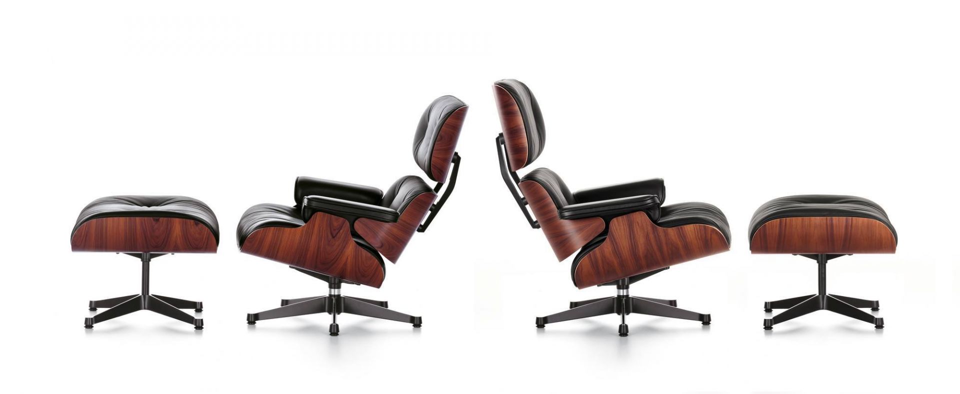 Eames Lounge Chair & Ottoman armchair Vitra Cherry - Premium F leather - polished - black sides