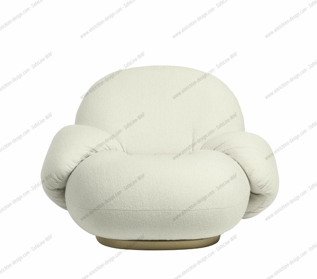 Pacha Lounge Chair Armchair Harp 24 Ivory / Pearl gold Without swivel base Gubi