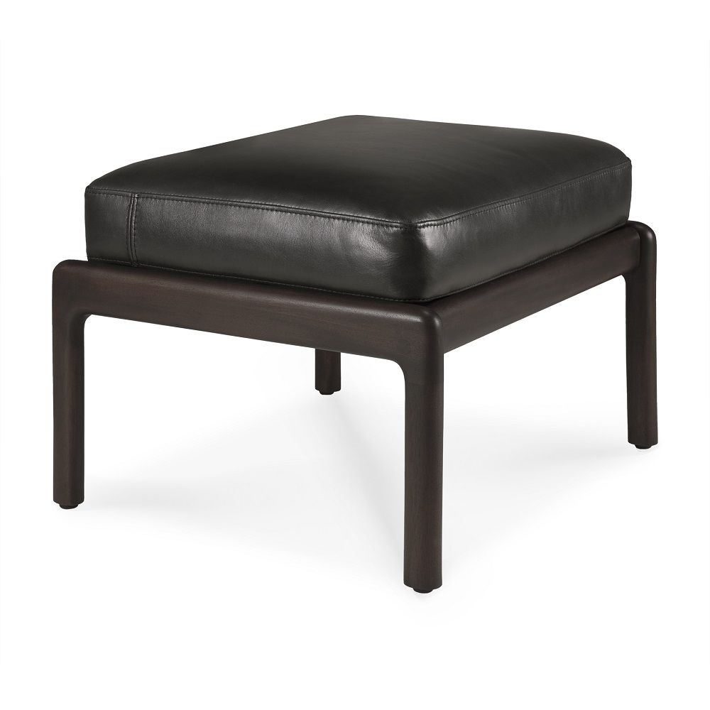 Jack Footstool Mahogany Ethnicraft Dark brown / leather black