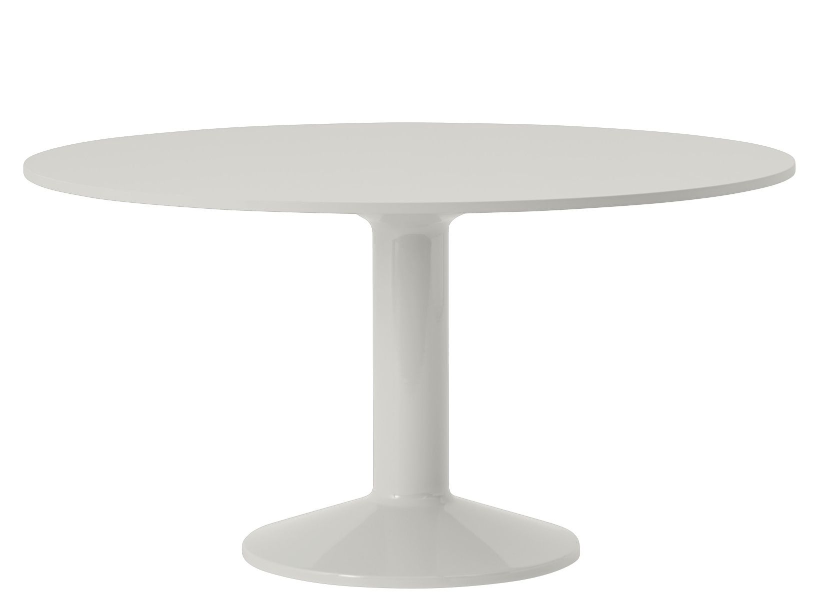 Weißer MIDST Table Esstisch von Muuto mit runder Tischplatte und zentralem Standfuß für Esszimmer.