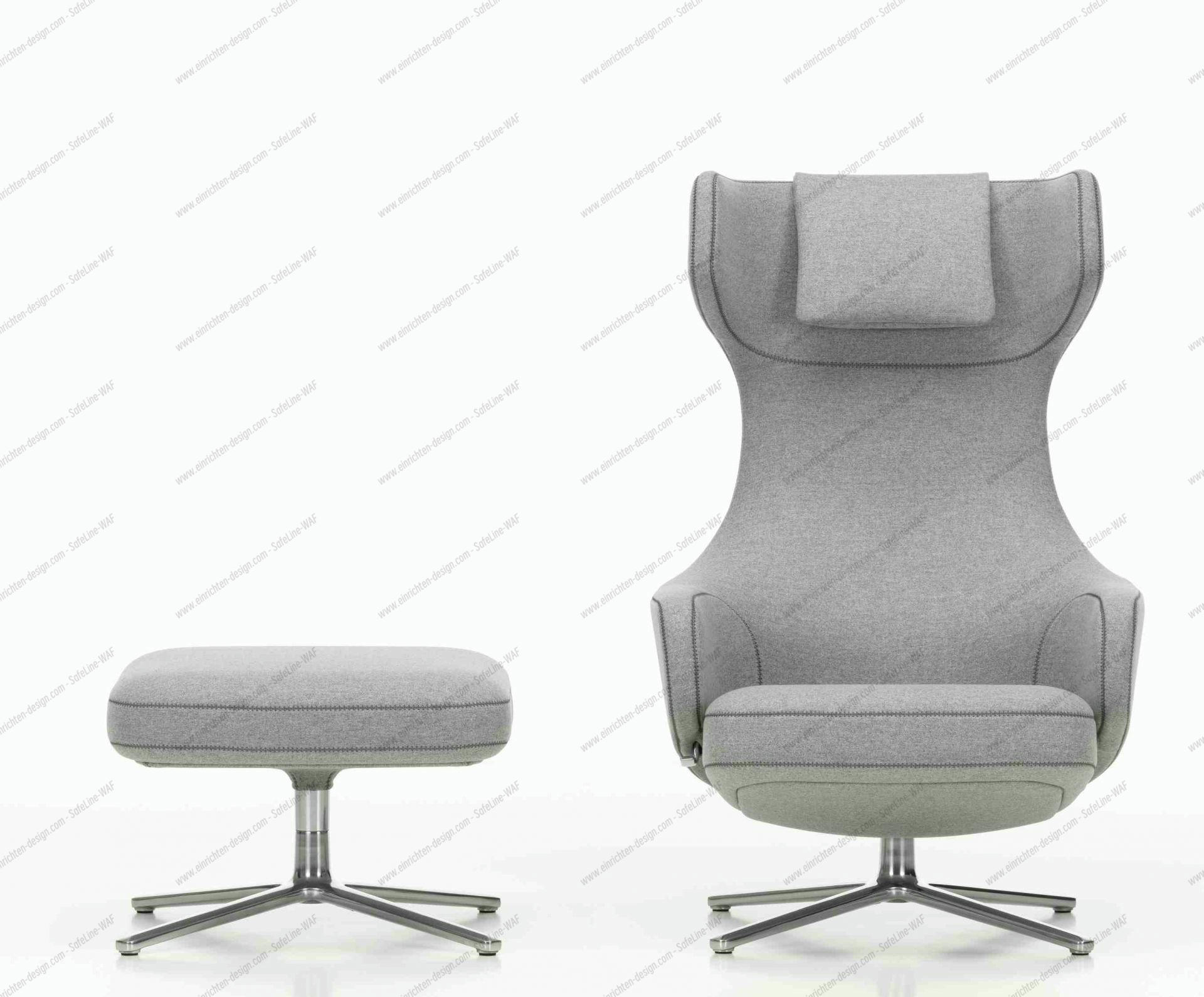 Grand Repos Armchair + Ottoman Vitra Polished Cosy Pebble