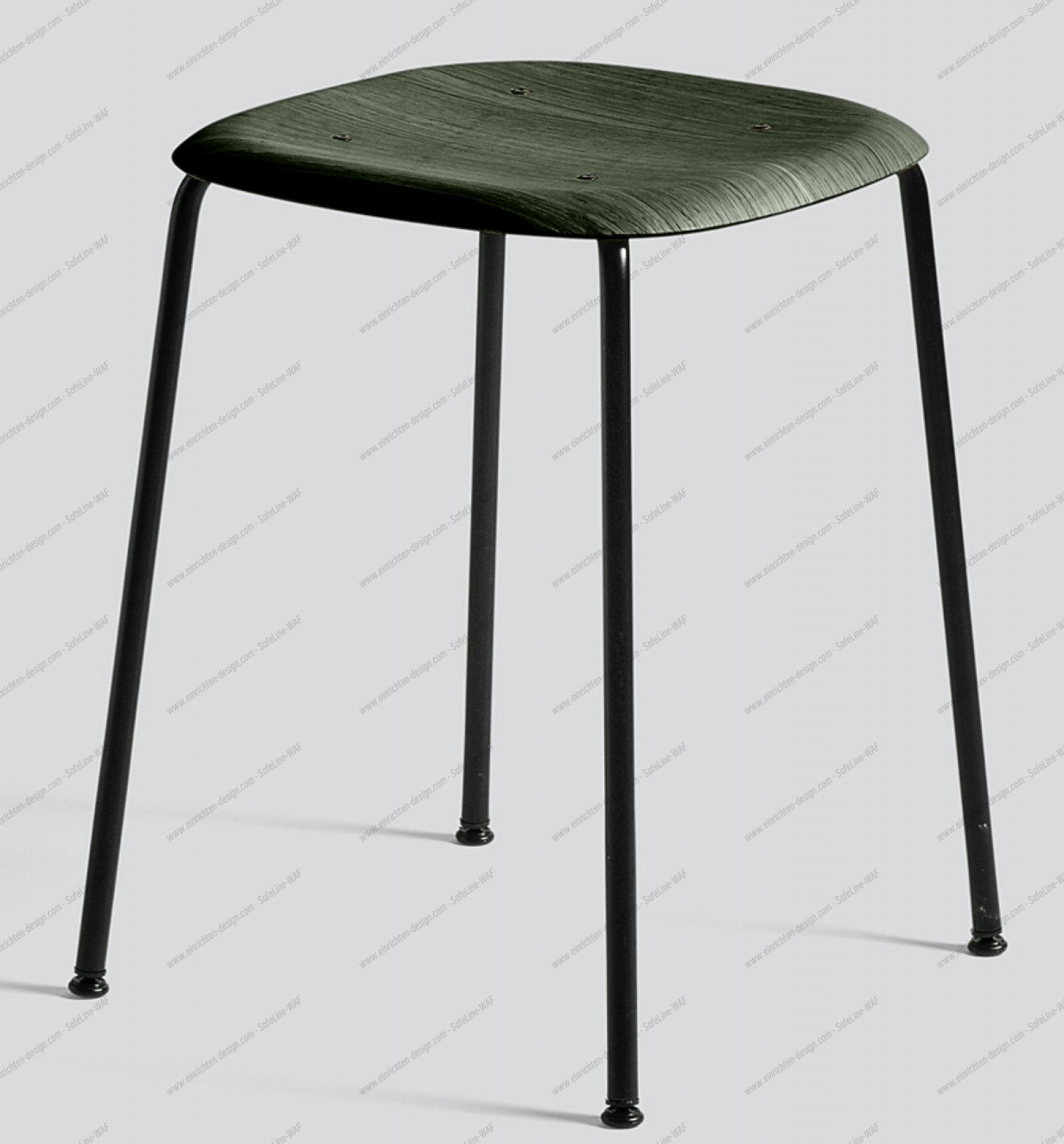 Soft Edge 70 Stool Hocker Hay-schwarz / soft schwarz Schwarzer Soft Edge Hocker von Hay mit Sitzfläche aus Holz und filigranem Stahlgestell.