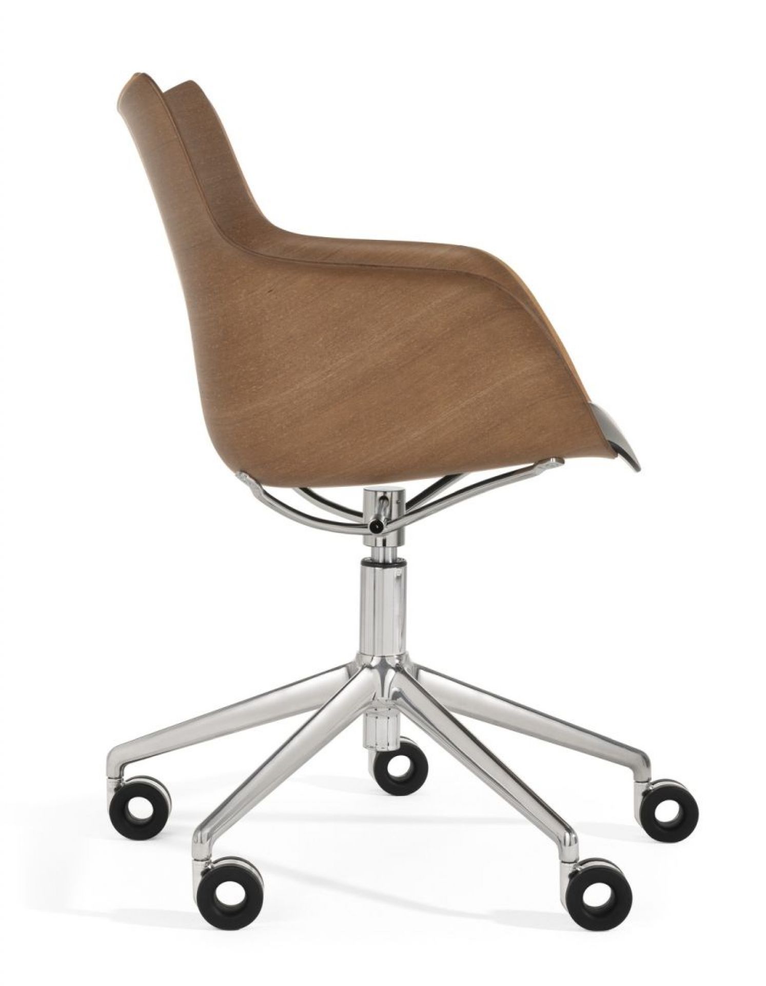 Q/Wood Swivel Chair SC Dark Wood / Chrome Frame Kartell