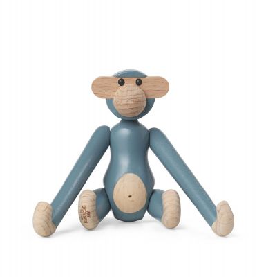 Monkey mini wooden figure Colored Kay Bojesen Vintage blue