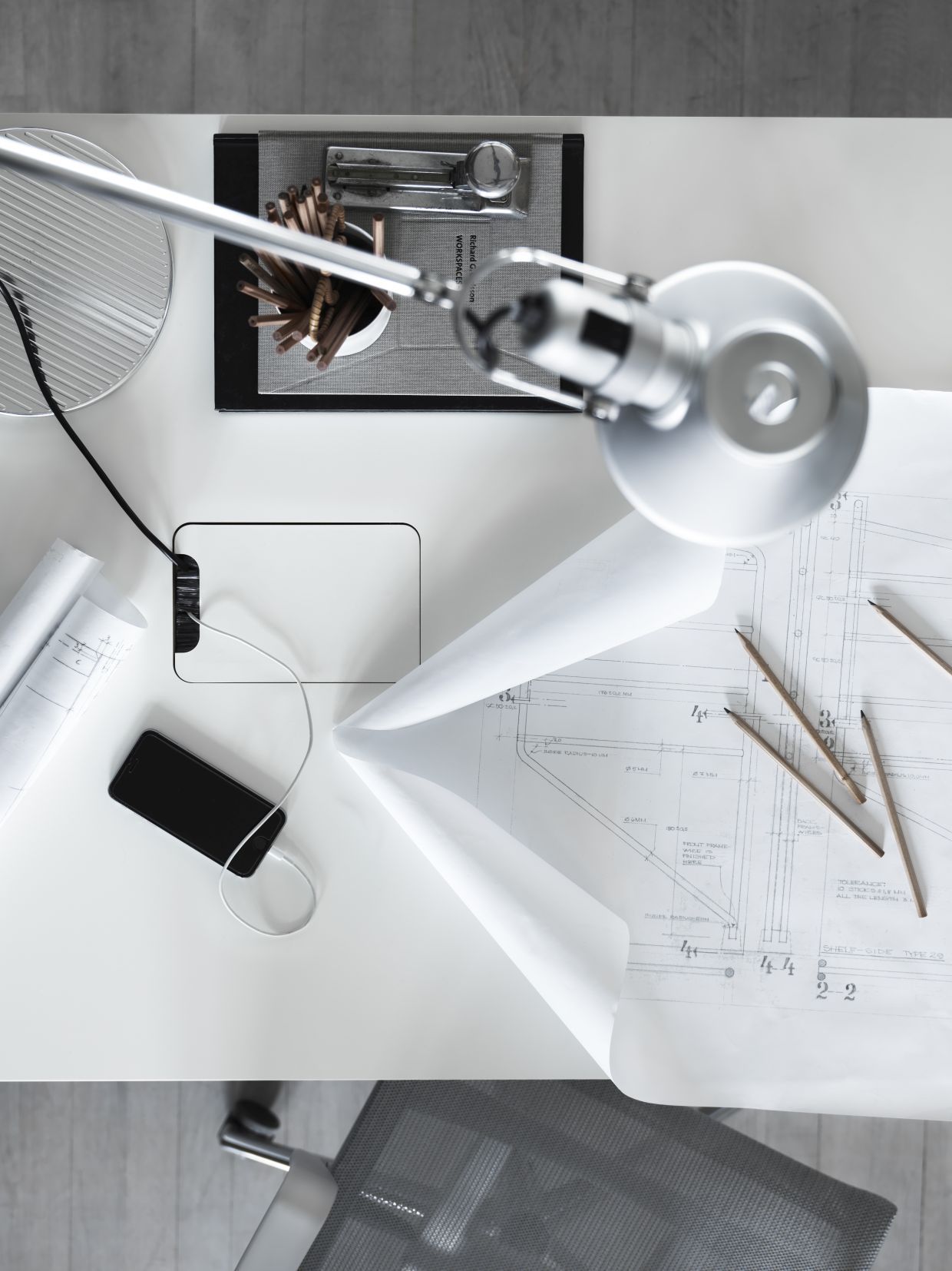 Works Desk height adjustable W140cm String Furniture