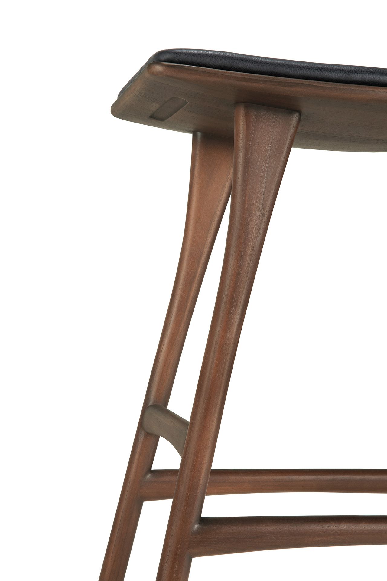 Osso Counter Stool Bar stool with seat cushion leather black Ethnicraft 