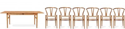 Dining Set 2 CH327 W 248 cm + 6x CH24 Chair Teak Carl Hansen & Søn 