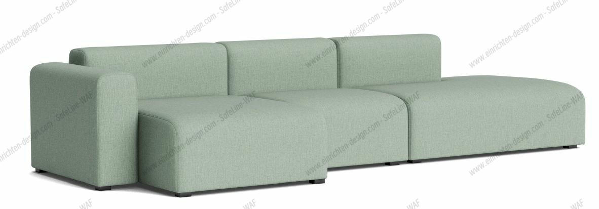 Helles Mags Sofa mit Armlehne links, 3-Sitzer, Stoffbezug. Modernes Design für Wohnzimmer.
