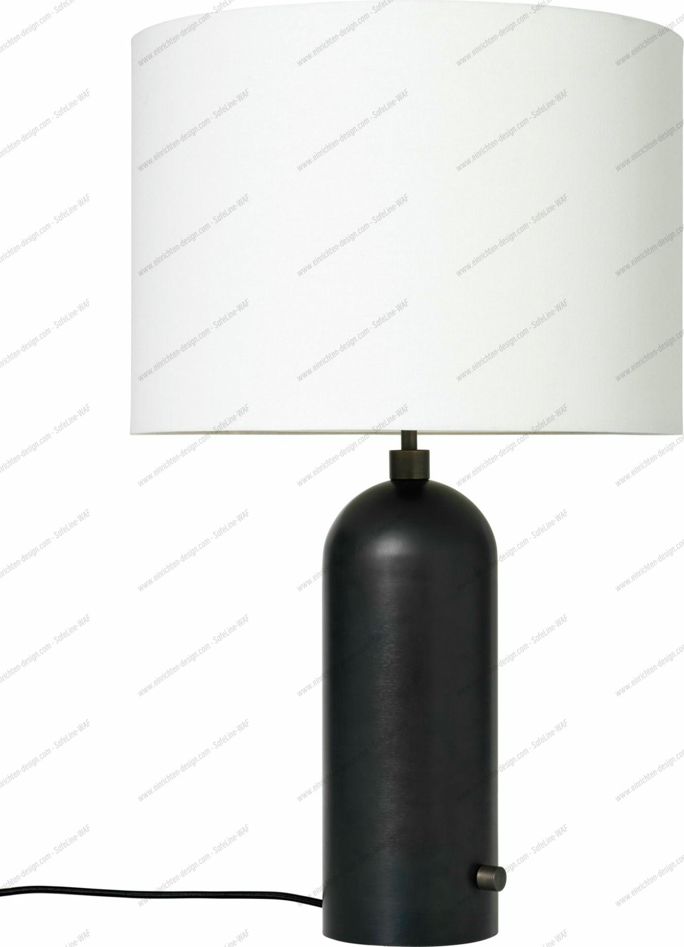 Gravity Table Lamp - Large Blackened Steel White lamp shade Gubi