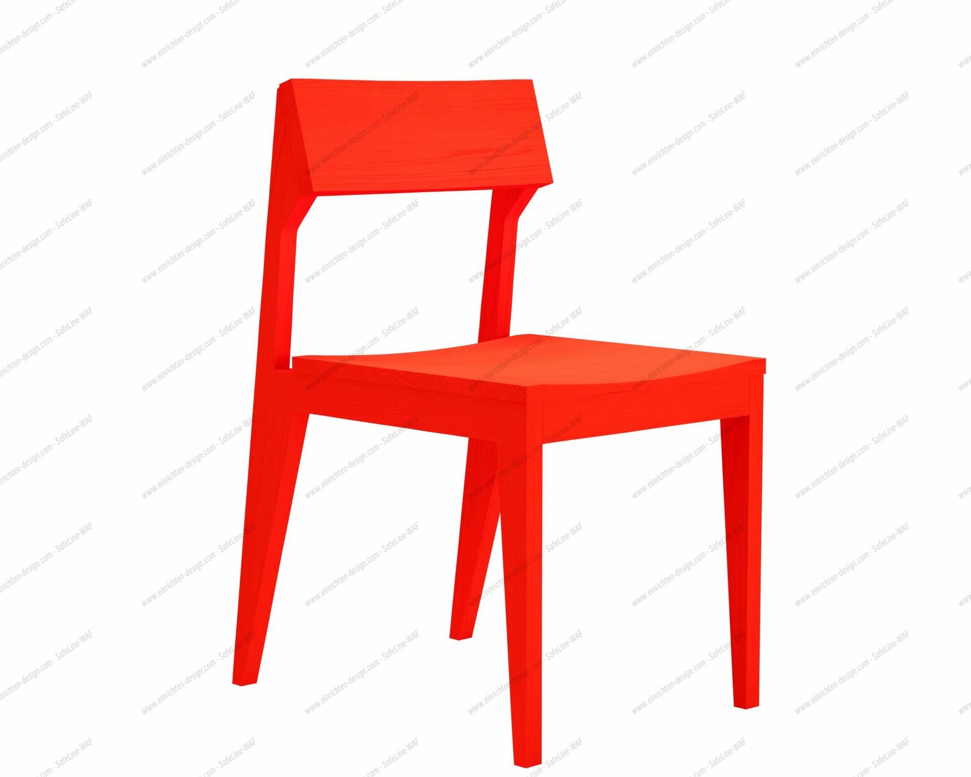 SCHULZ Chair Luminous Red / Felt Glides OUT Leuchtend roter SCHULZ Stuhl mit Holzstruktur und Kunststoffgleitern für den Innenbereich. Moderner Esszimmerstuhl.
