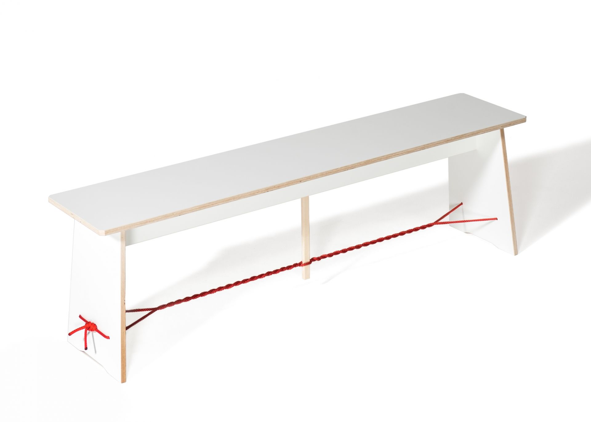 Langer Max bench 180 cm white rope red Nils Holger Moormann