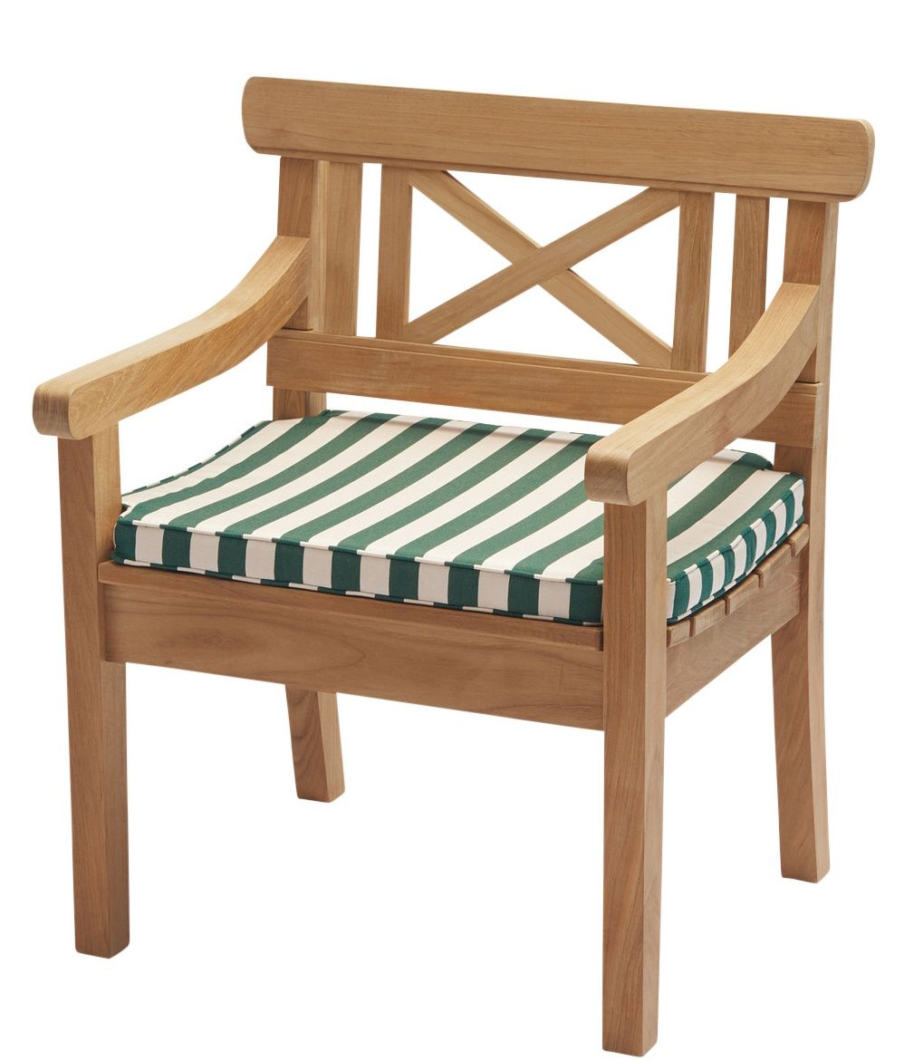 Drachmann Chair Cushion Seat Cushion Outdoor Skagerak by Fritz Hansen Light apricot / dark green stripes