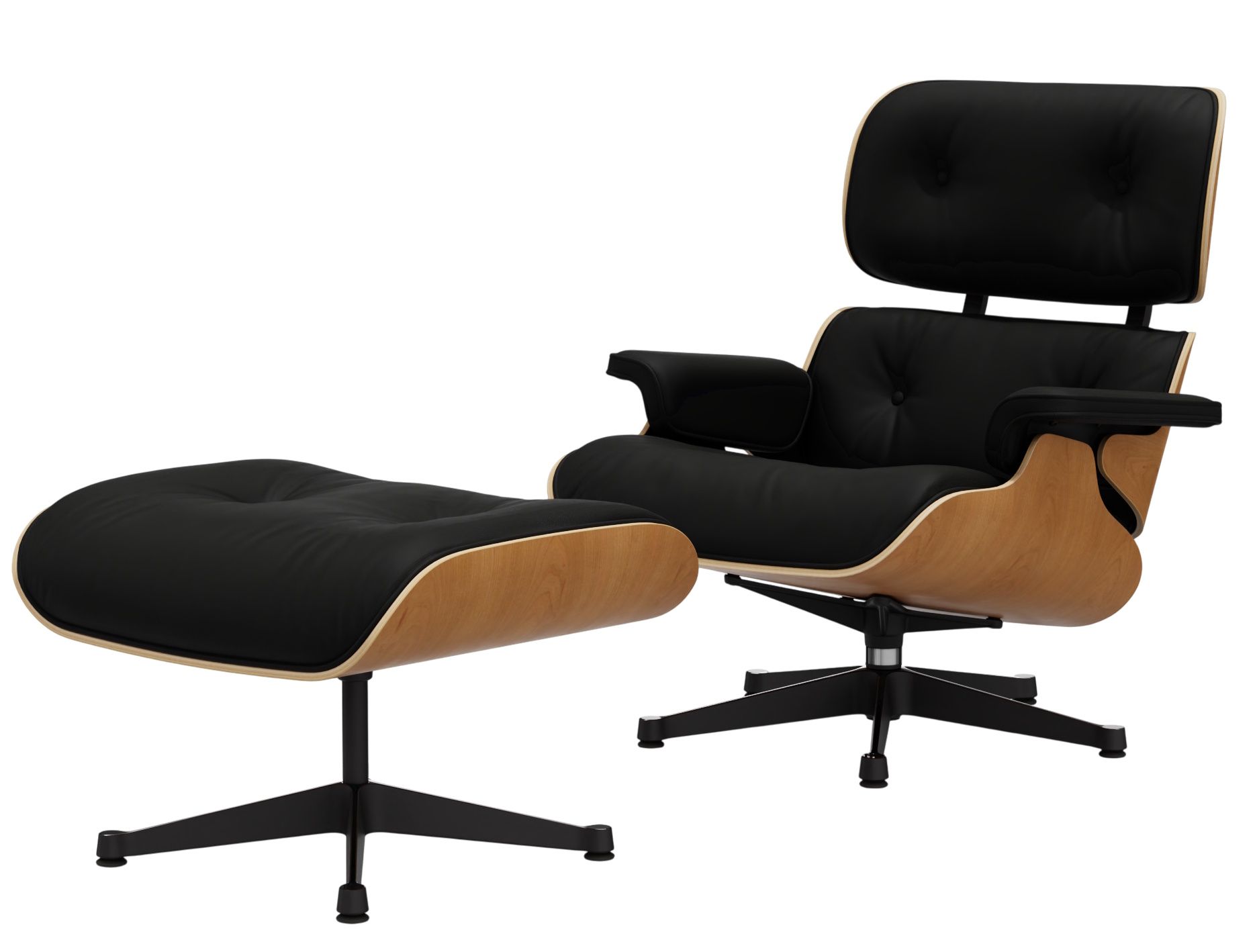 Eames Lounge Chair & Ottoman Armchair PREFERENTIAL COMBINATION Leather Premium Vitra Natural cherry tree