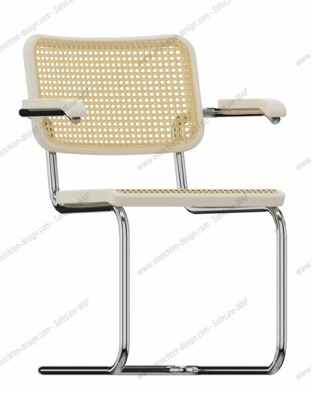 S 64 V tubular steel classic cantilever chair CHROME / BEECH WHITE GLAZED Thonet SINGLE PIECES