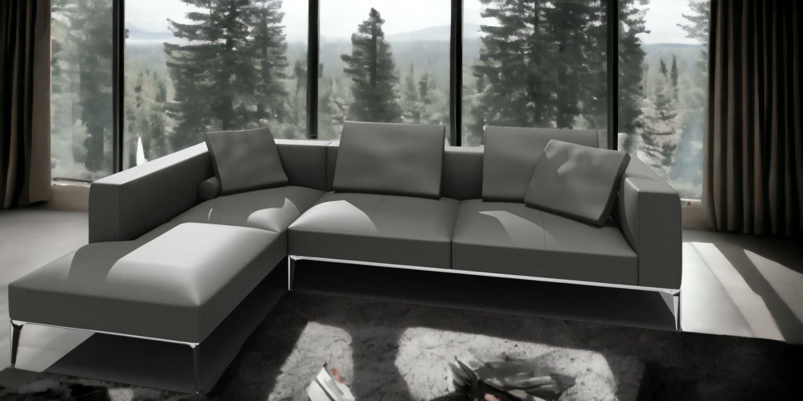 Jaan Living 3 Seater Sofa with 2 Back Cushions, 2 Comfort Cushions & 2 Comfort Castors Combi A21 Walter Knoll Fabric Garbo Moonlight